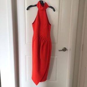 Midi length orange cocktail/party dress